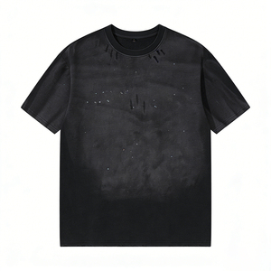 T-shirt graphique en strass pour homme, mode streetwear, logo personnalisé, commandes en gros - Product Image 5