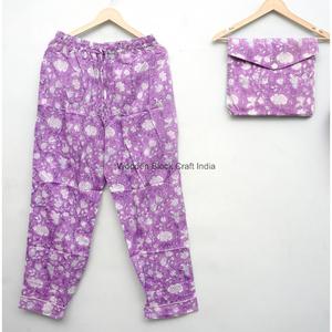 Ensemble de pyjama unisexe écologique multicolore en 2 pièces, imprimé floral, manches longues, col rond, doux, non tissé, été, 100% coton, nuit - Product Image 5