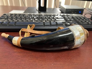 Polvo de Cuerno de Búfalo Ecológico Hecho a Mano por ILAHI, Forma Natural, Color Natural, Arte Rústico Folclórico Antiguo, Feng Shui, Coleccionable - Product Image 1