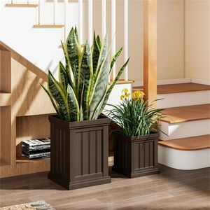 Ensemble de 2 jardinières empilables en PP avec trous de drainage efficaces, résistantes aux intempéries, pour une utilisation en intérieur et en extérieur, fabriquées en fibres végétales - Product Image 6