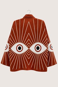 Abrigo Bohemio de Terciopelo con Bordado de Ojos, Manga Larga, Cuello Vuelto, Tallas Grandes, Ropa Exterior Casual para Mujer, Prenda de Otoño - Product Image 2