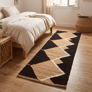Alfombra Triangular Extra Grande de Yute Tejida a Mano para Sala de Estar Contemporánea, Estilo Escandinavo, Loft Urbano y Hogar Moderno - Product Image 3
