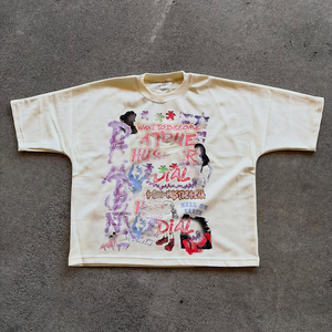 High Quality Cropped sun faded Boxy Fit Men's T-Shirt Oversized 100% Cotton Terry Custom Graphic Screen Printing DTF men tees - Product Image 1