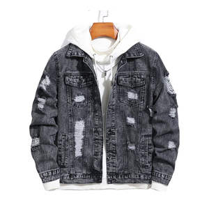 Chaqueta Vaquera Desgastada de Alta Calidad para Hombre con Botones, Estilo Casual Urbano, Transpirable y Ecológica, Ajuste Personalizable - Product Image 1