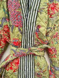 Kimono con Estampado de Dibujos Animados para Mujer, Suave y Transpirable, 100% Algodón, Camisones de Verano Hechos a Mano, Cuello en V, Cintura Elástica, Largo Completo - Product Image 4