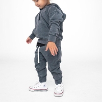 Ensemble de survêtement à capuche pour bébés garçons INDEX, couleur unie, manches longues, en coton, décontracté, pour l'automne, avec pantalon à cordon de serrage