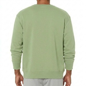 Sweat-shirt à col rond vert uni pour homme, 100% coton, coupe classique, pull décontracté à manches longues, vêtement d'automne - Product Image 5