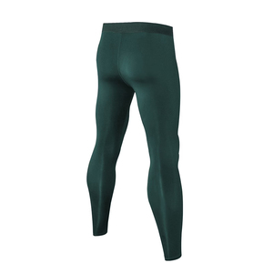 Leggings de yoga sans couture vert foncé pleine longueur taille mi-haute de compression pour hommes – Vente en gros - Product Image 2