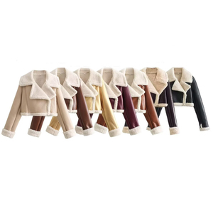 Chaqueta de Cuero Acolchada para Mujer, Nueva Colección Otoño-Invierno, Estilo Casual, Cálida, Manga Larga, Cuello Solapa, Corte Ajustado y Corto - Product Image 4