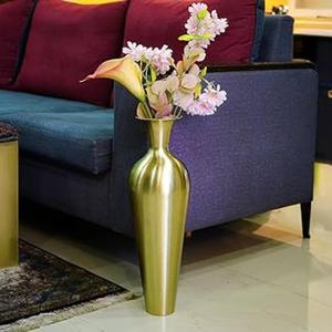 Maceta de Flores Dorada con Diseño Martillado, Florero Decorativo de Mesa para Plantas Artificiales, Porta Flores de Metal para el Hogar - Product Image 3