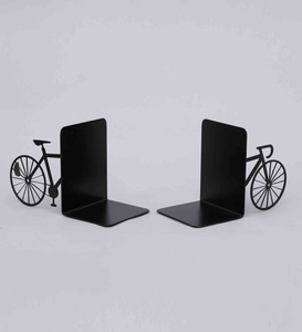 New design Bicycle bookends metal matte black PWD iron bookend set decorative bike book holder modern bookshelf organizer - Product Image 2