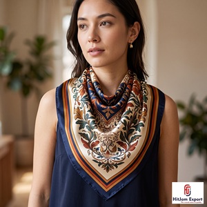 Fabricant d'écharpes carrées en soie OEM ODM, foulards de poche pour femmes à imprimé floral numérique, tissu personnalisé, vente en gros Afrique - Product Image 6