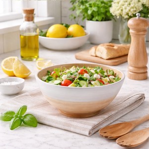 Tazón de Bambú Pulido Hecho a Mano con Bonito Diseño, Utensilios de Cocina, Tazones de Bambú para Ensalada, Ecológicos, No Tóxicos, para Alimentos y Frutas - Product Image 4