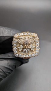 Anillo de Plata 925 de Lujo con Moissanita, Diseño de Águila, Chapado en Oro Amarillo, Estilo Hip Hop, Anillo Grueso para Hombre - Product Image 4