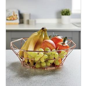 Nouveauté : Panier à fruits en fil de fer métallique, finition antique, couleur or rose, pour décoration de table. - Product Image 1