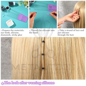 Aiguille à boucle pour extensions capillaires à manche violet, enfileur de micro-anneaux et perles, crochet de tirage de fil flexible, outils de salon et de barbier - Product Image 6