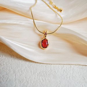 Pendentif rubis délicat pour femme, argent sterling 925 plaqué or 14 carats, pierre de naissance de juillet, empilable, bijou personnalisé, cadeau - Product Image 4