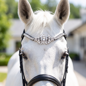 Diadema de cuero prémium con cristales de lujo para caballo, diadema de brida inglesa con diamantes de imitación para equitación - Product Image 1