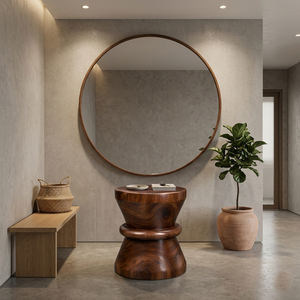 Functional Decor Contemporary Hourglass <b>Stool</b> Side <b>Table</b> Hand-Sculpted Organic Shape Boutique Niwara Bisoepo Hotel Lounge Use - Product Image 4