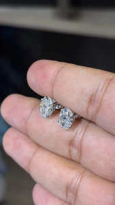 Oval Cut VVS Moissanite Diamond Solitaire Stud <b>Earrings</b> Handmade Setting Classic Unisex Wear <b>Fine</b> <b>Earring</b> - Product Image 4