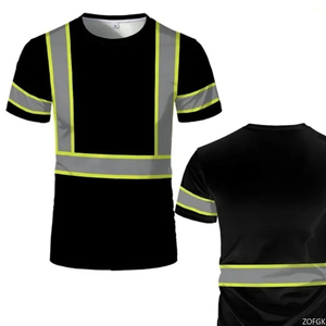 Camiseta de Trabajo de Alta Visibilidad Reflectante y Transpirable de Algodón, Ropa de Seguridad Unisex, Uniforme de Manga Corta con Rayas Negras y Amarillas - Product Image 6