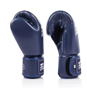 ถุงมือชกมวยหนังแท้ Fairtex สีน้ำเงินสั่งทำพิเศษจากโรงงาน ระบายอากาศได้ดี พร้อมเชือกผูก  รับผลิตแบบ OEM ODM รุ่นใหม่สำหรับฝึกซ้อม - Product Image 3