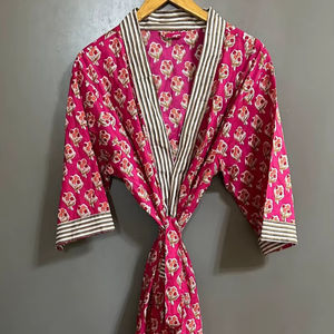 Kimono de algodón con estampado floral indio, elegante pareo de playa, ropa informal estilo bohemio - Product Image 1