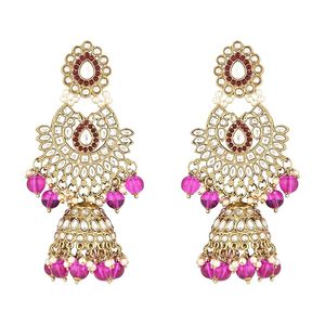 Ensemble collier et boucles d'oreilles en cristal plaqué or 14 carats, style punk, avec design à pompon, pour femmes, bijoux de mariage et de fête - Product Image 3