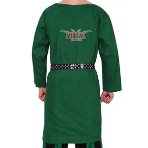 Tunique médiévale en coton vert pour homme, costume de chevalier Viking fait main, chemise Renaissance à manches longues pour reconstitution historique et foire médiévale - Product Image 3