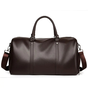 Sac de voyage week-end vintage en cuir véritable bleu avec fermeture à rabat en cuir et fermeture éclair, grande capacité 20-35L, unisexe - Product Image 2