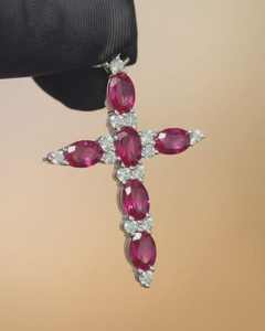 Pendentif croix en rubis, bijoux religieux élégants, pendentif en argent 925 pour hommes et femmes, pendentif charmes, pendentif foi chrétienne - Product Image 1
