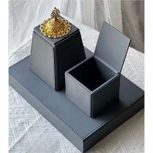 Luxury Arabic Leather Wooden Incense Burner Modern Bakhoor Burner Metal Glass Mabkhara <b>Oud</b> Burner Home Decor Aroma <b>Diffuser</b> - Product Image 4