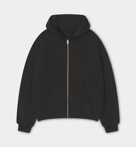 Sudadera con capucha extragrande con cremallera y logotipo personalizado para hombre, de algodón grueso y forro polar, estilo urbano, con hombros caídos, cremallera completa, venta al por mayor OEM - Product Image 1