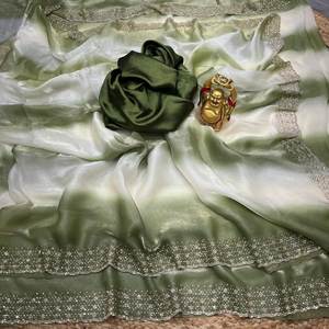 Sari de seda espacial de doble tono vibrante con trabajo tradicional de Zari Mango y blusa de diseñador completamente cosida para un glamour festivo - Product Image 4