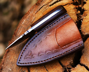 Cuchillo de Caza/Desollador Personalizable OEM de Acero Inoxidable con Mango de Madera Pakka y Funda de Cuero, Hecho a Mano, Marca ZA DAMASCUS MAKERS - Product Image 2