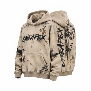 Sweat-shirt à capuche crème pour homme, impression par sublimation, coupe oversize, streetwear ONEAPEX, vente en gros personnalisée - Product Image 4