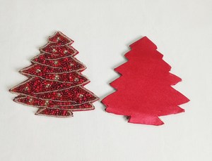 Décoration de Noël bohème rouge faite à la main, en coton polyester écologique lavable, épaisseur 3 mm - Product Image 4