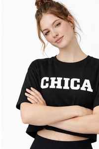 เสื้อยืดครอปผู้หญิงสไตล์โอเวอร์ไซส์สำหรับใส่ลำลอง ผลิตจากโรงงาน ราคาถูก เสื้อครอปท็อปผู้หญิงแบบสั่งทำ - Product Image 2