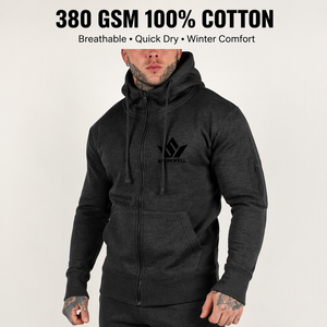 Conjunto Deportivo de Invierno para Hombre, con Capucha, Color Sólido, Transpirable, de Secado Rápido, 100% Algodón, Sudadera y Pantalones Deportivos, Personalizable OEM - Product Image 6
