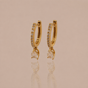 Boucles d'oreilles pendantes Luxe plaquées or pour femme, délicates boucles d'oreilles en forme de poire, cadeau d'anniversaire pour elle - Product Image 2