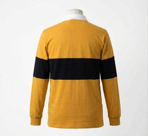 Maillot de rugby en coton lourd avec logo personnalisé, rayures classiques, manches longues, polos pour hommes - Product Image 5