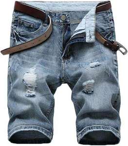 Shorts de Mezclilla Desgastados para Hombre, Cintura Media, Estilo Casual de Verano, Tela de Algodón Transpirable, Corte Recto - Product Image 1