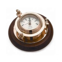 Horloge de bureau nautique antique en métal avec fonction de projection, mouvement mécanique, calendrier, design poli - Article cadeau