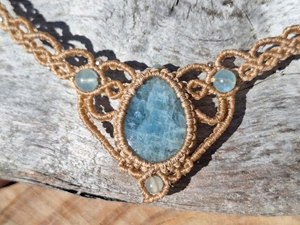 Collar con Colgante de Piedra Natural en Forma de Planta Bohemia, Hilo de Lino Trenzado a Mano, Plateado, Joyería para Mujer, Uso Diario - Product Image 2