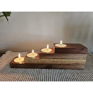 Portavelas de Madera Hecho a Mano, Rectangular, de Varios Niveles, Decoración para el Hogar, Acabado en Madera Natural Duradera - Product Image 1