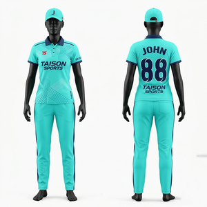 Women <b>Cricket</b> Uniform 180 GSM Moisture Wicking Polyester Fabric Sky Blue <b>White</b> Shoulder Panel Custom Logo Sublimation Print - Product Image 3