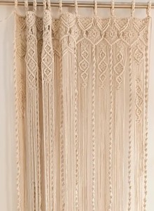 Bohemian <b>Macrame</b> <b>Curtain</b> Valance: Natural Cotton Farmhouse Window Decor | Room Divider | <b>Macrame</b> Wall Hanging - Product Image 2