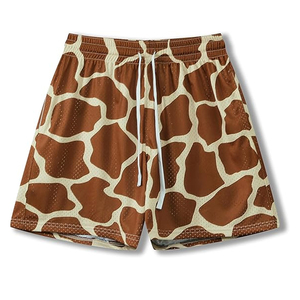 Pantalones Cortos Deportivos de Cintura Media con Cordón Ajustable, 100% Poliéster, Resistentes al Viento, con Estampado Gráfico Digital, Estilo Urbano, para Gimnasio y Uso Casual, Oferta de Verano - Product Image 1