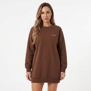 Vestido Sudadera Personalizado de Manga Larga para Mujer, Algodón Grueso, Corte Holgado, Estilo Urbano Casual, Fabricante Mayorista - Product Image 5