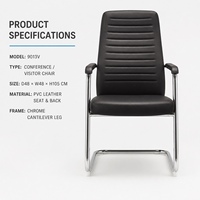 Chaise de bureau moderne en similicuir PVC avec base chromée pour visiteurs, idéale pour les salles de conférence, les réceptions d'hôtels et les zones d'attente